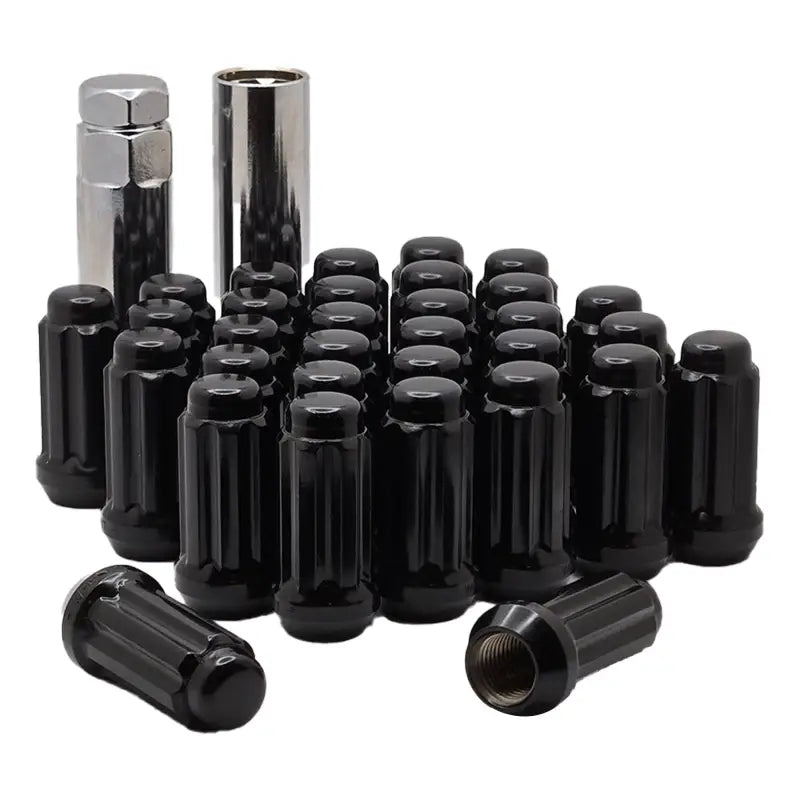 14x2 Truck Spline Lug Nuts - Black / 24 Lug Kit