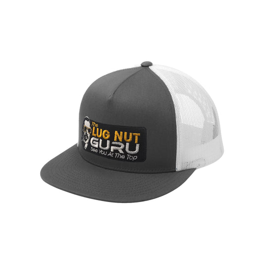 Flat Bill Mesh Snapback Hat - Graphite/White