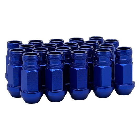 12x1.25 7075 T6 Aluminum Open End Racing Lugs 2.05" Tall - Blue