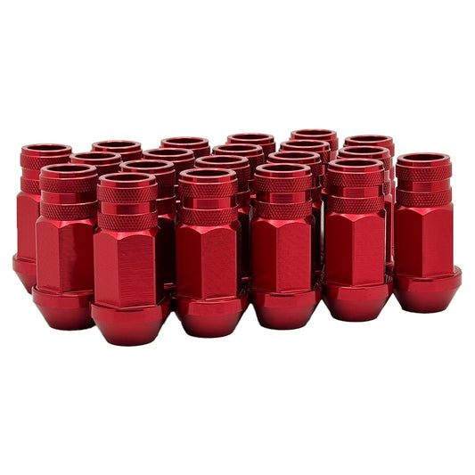 12x1.25 7075 T6 Aluminum Open End Racing Lugs 2.05" Tall - Red